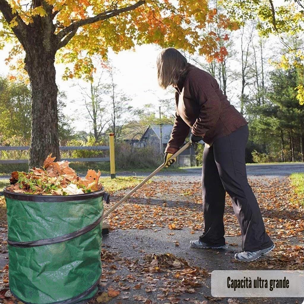 165 L Pop Up, sacco per rifiuti da giardino, in tessuto Oxford 600D, grande raccoglitore per foglie, sacco per foglie, sacco, autoportante, resistente all'usura, custodia rigida