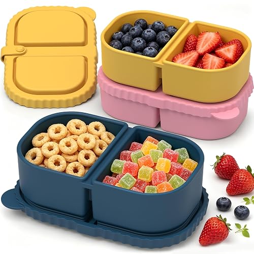 ICEROYCE 3 Pack Silicone Snack Containers for Kids