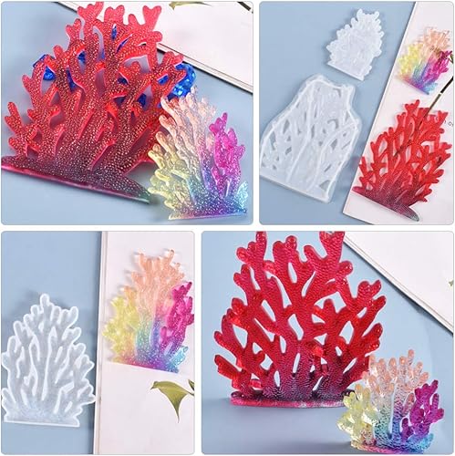 Miniatura 3 de ARTIBETTER Adorno para galletas, 2 piezas de moldes de fondant de coral, molde de fundición de bricolaje, molde de silicona hecho a mano, molde de