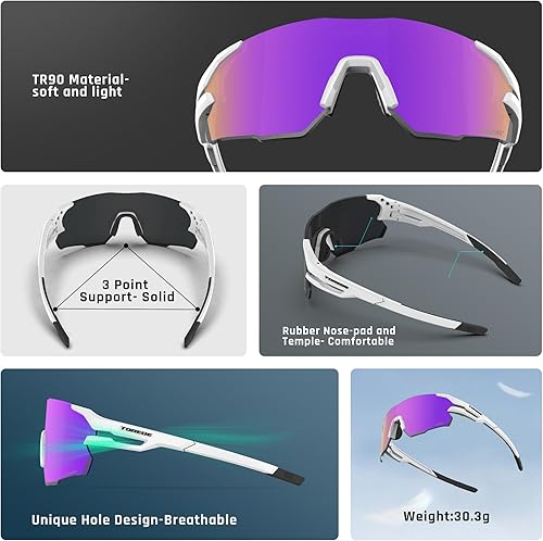 Miniatura 3 de TOREGE Z87 - Gafas de sol deportivas para hombre y mujer, protección UV, ideales para ciclismo, pesca, béisbol, correr, golf y hombre de hielo
