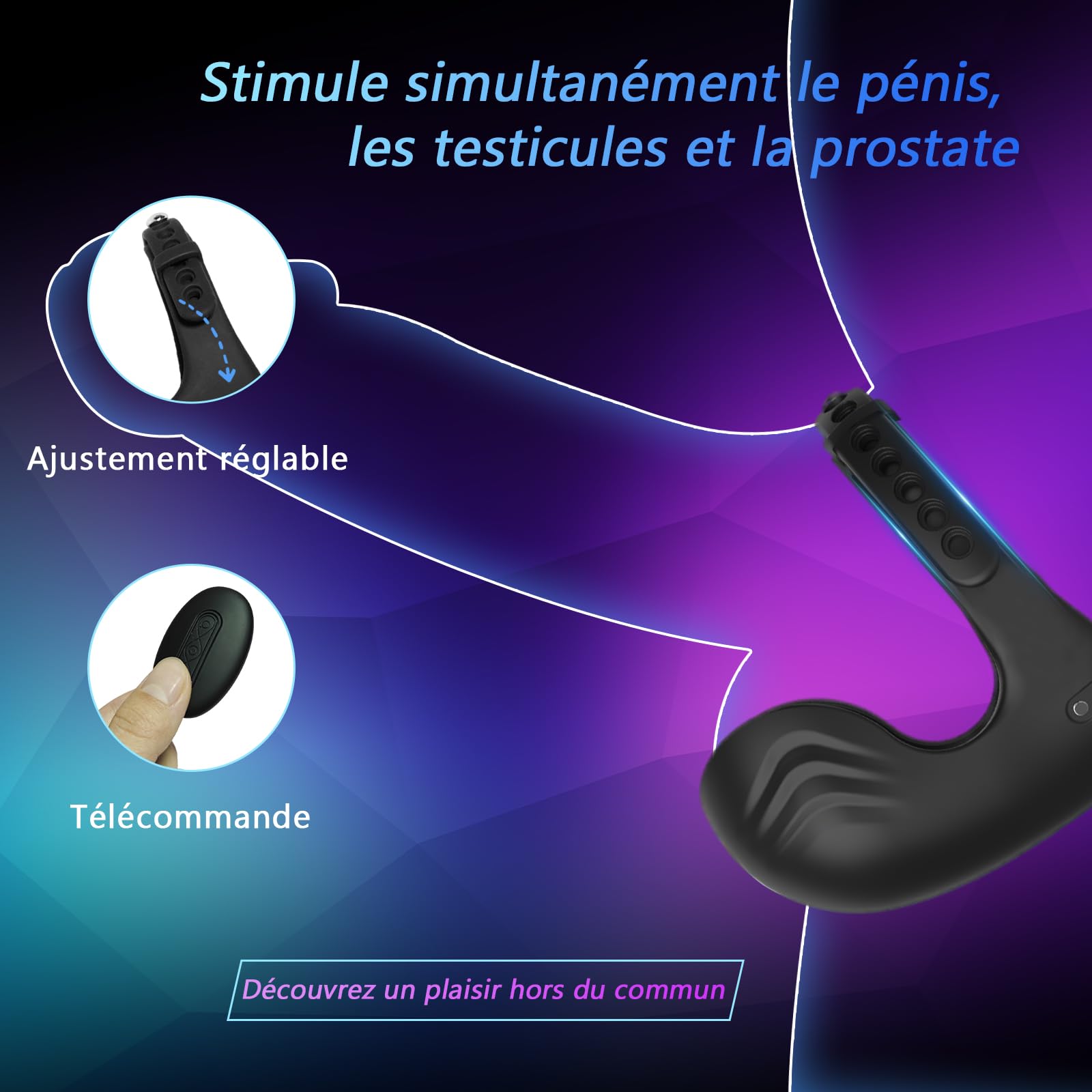 3 en 1 Massager Prostatique, Jouets pour Testicules et Anneau Pénien Vibrant Ajustable, Petite Boule Anale Mâle & Jouet Anal Vibrateur, Jouet Sexuel Point G à Télécommande pour Homme Adulte Couple