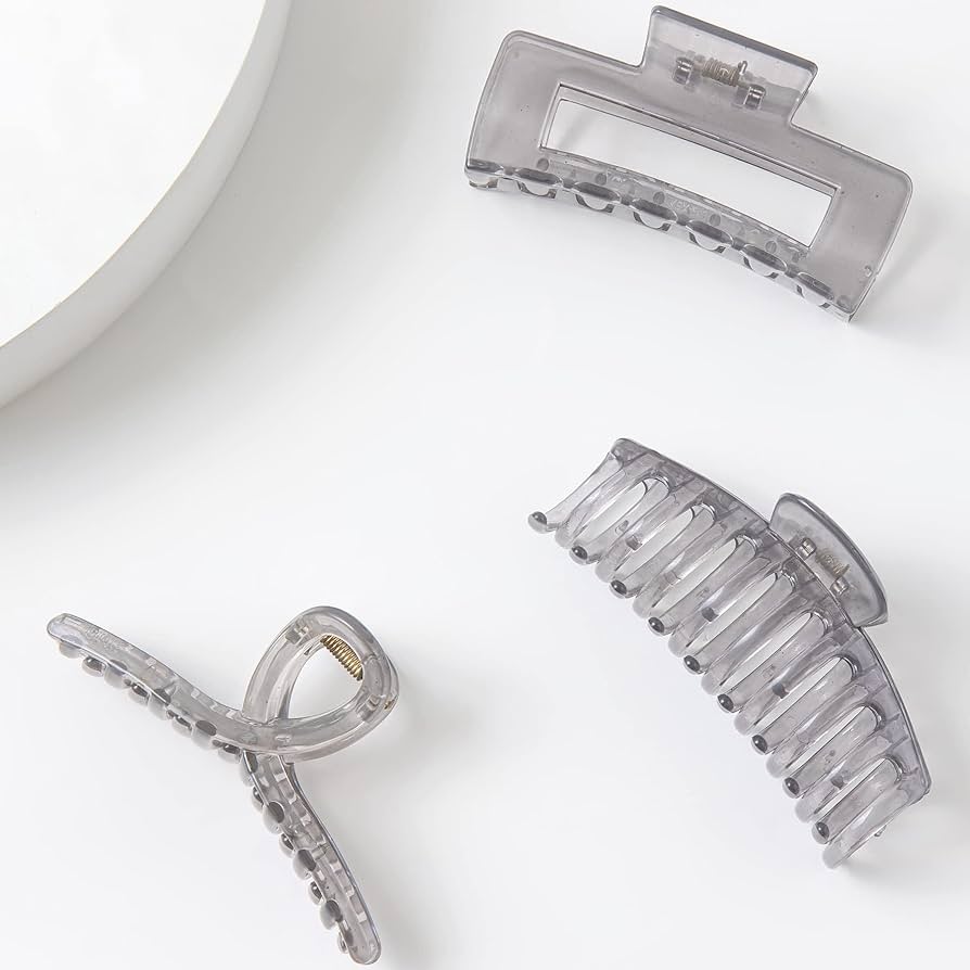 Produktbild von 4 Stu00fcck Grou00dfe Blaue Haarklammern, Du00fcnnes Dickes Haar, Extra Grou00dfe Bananenklammern Mit Starkem Halt Fu00fcr Frauen, 4,3 Zoll Rutschfeste Haarklammer