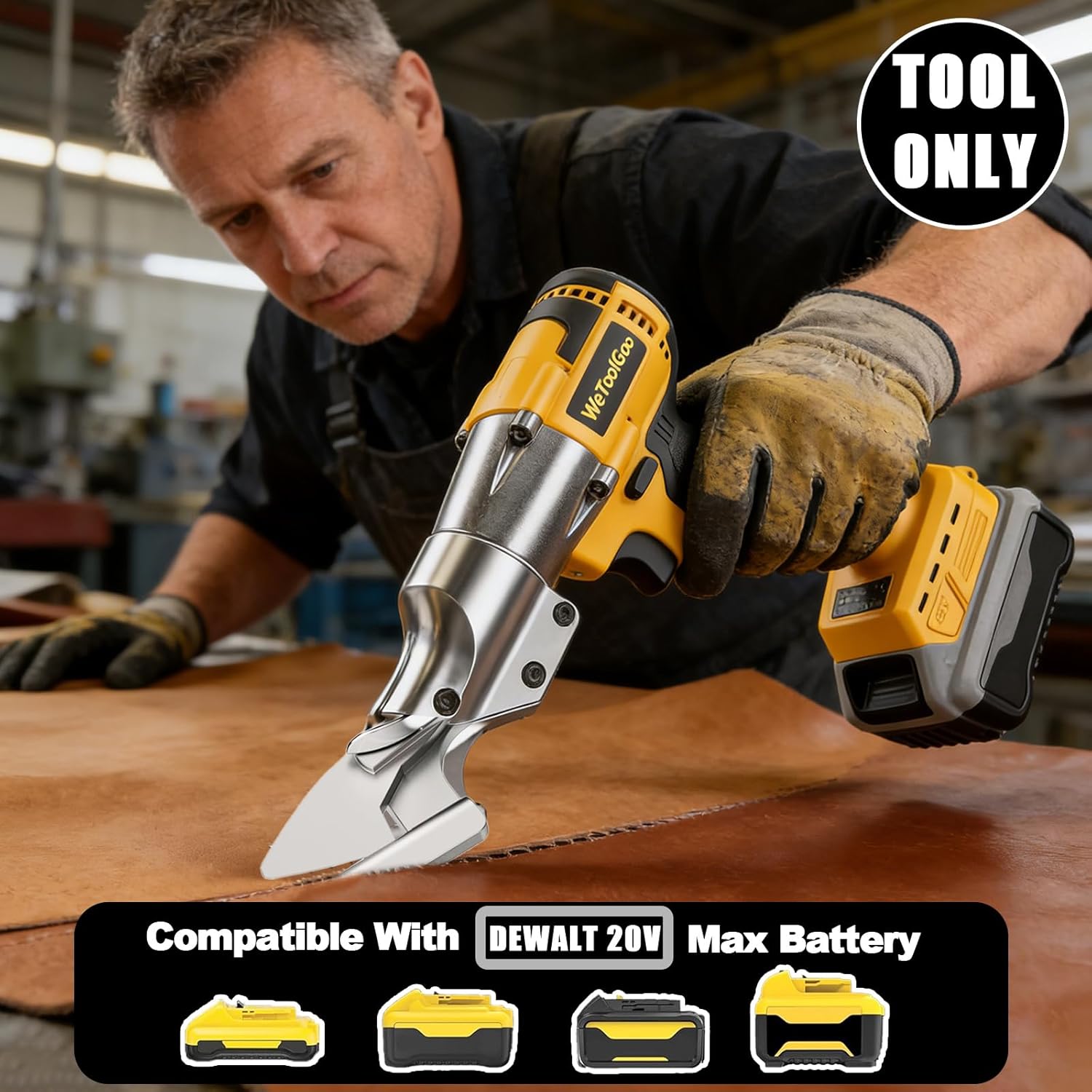 Cordless Brushless Metal Shears for Dewalt 20V Max - 14GA Steel Metal Cutter, 360° Pivoting Head, 500Nm Torque Cutting Stainless Sheet, Iron, Carpet, Leather, Cardboard(NO Battery)
