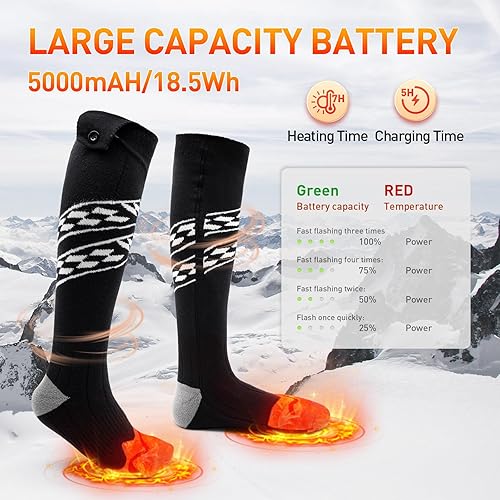 Miniatura 5 de Heated Socks for Men Women,5000mAh Rechargeable Electric Heated Socks,Washable Unisex Winter Thermal Socks,Feet Warmers for Skiing Camping Hiking