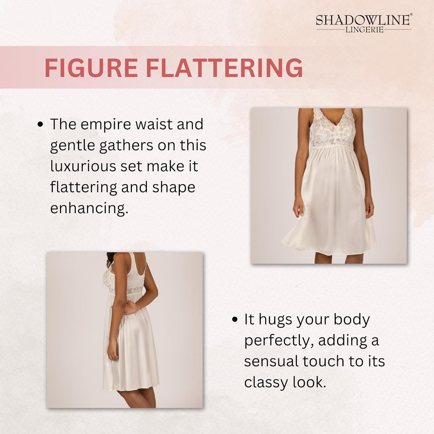 Shadowline Women’s Short Lace Bodice Nightgown 40” Length Sleeveless Gown - Image 5