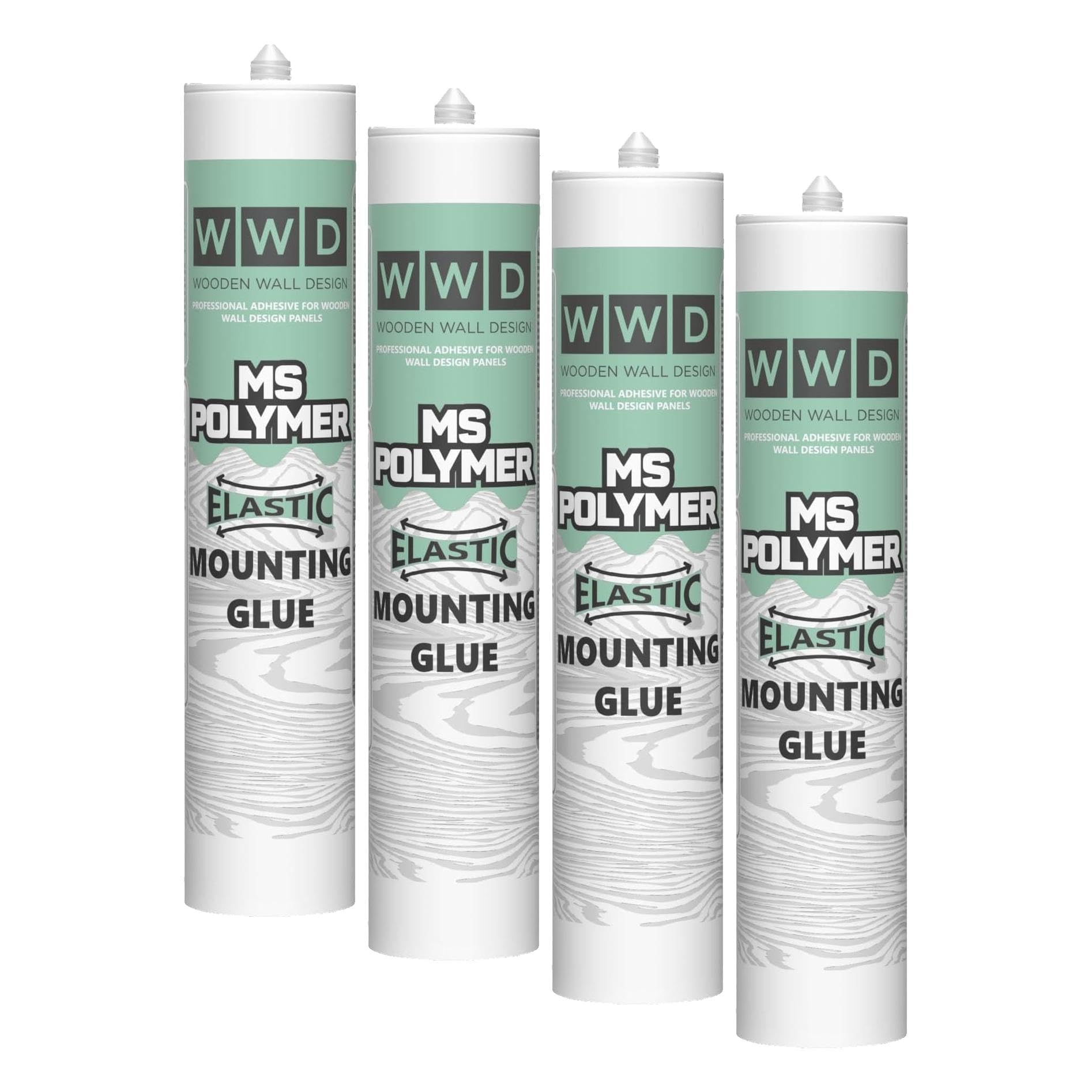 Colle professionnelle pour panneaux muraux en bois - Polymère MS - Adhésif de montage rapide et très forte adhérence initiale - 1 cartouche 550 g (Lot de 4)