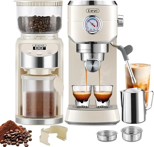 Gevi 20 Bar Espresso Coffee Machine with Burr Grinder Set