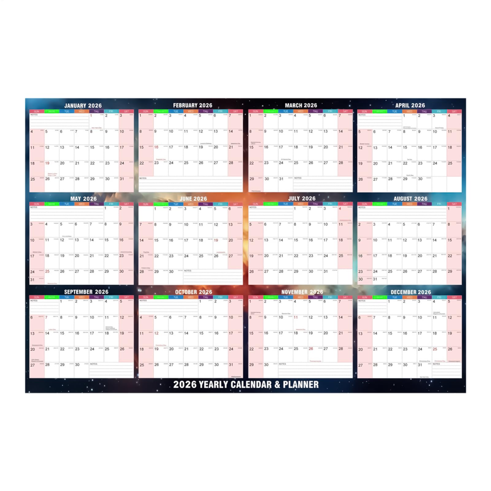 2026 Wall Calendar - Dry-Erase Planner | Coated Paper With Large 24x34 Inch Size, Daily Planner Calendar For Habit Tracking Reading Study School Tasks Home Cleaning Exercise