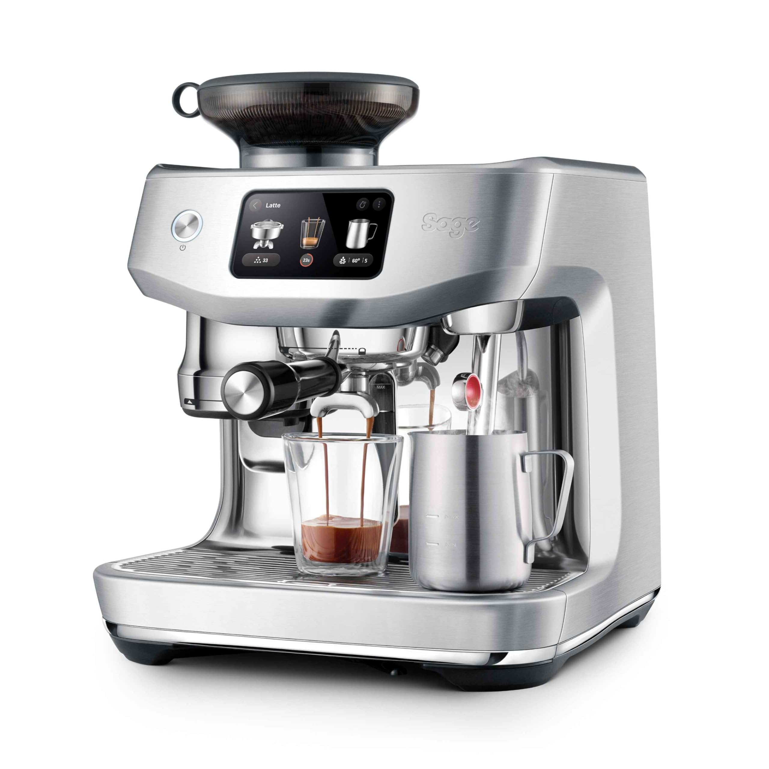 Sage The Oracle Jet Siebträgermaschine Espressomaschine mit integriertem Mahlwerk 1600W 14 Voreinstellungen Schwarzer Trüffel