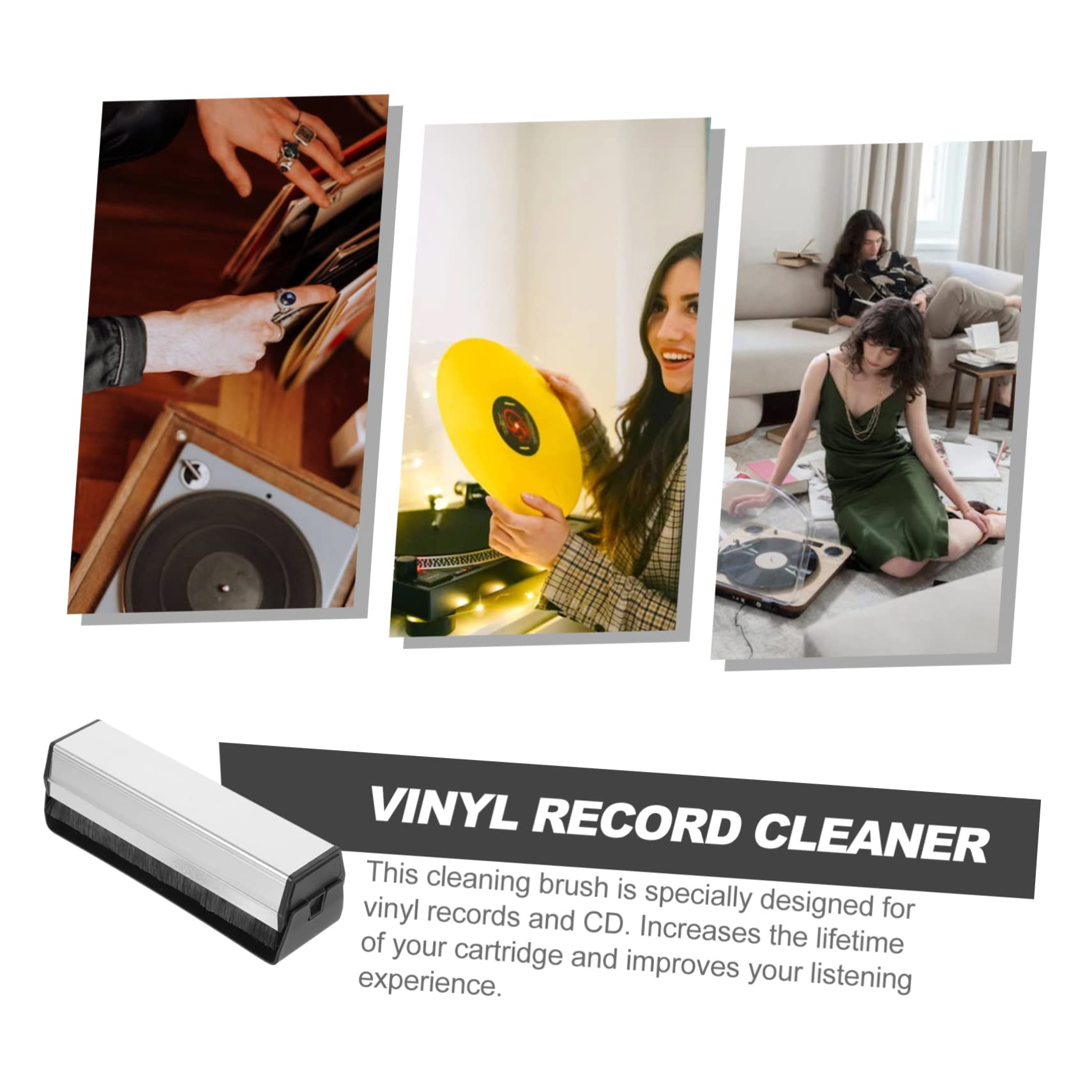 UPKOCH 3pezzi Spazzola Per Pulizia Di Dischi Vinile Portatile Per Rimuovere Polvere e Macchie Antistatica e Facile Da Usare Per Mantenere Tuoi Dischi Sempre Ottime Condizioni