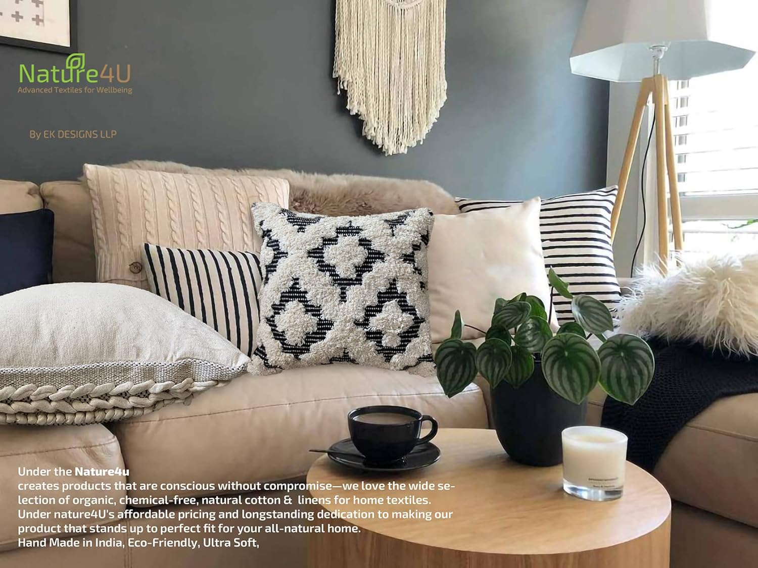 Set of 2 Boho Throw Pillow Covers for Couch, 18 x 18 & 20 x20 Inch Cotton Hand-Woven Tufted Decorative Pillows Covers Bedroom Living Room, Farmhouse (18x18)