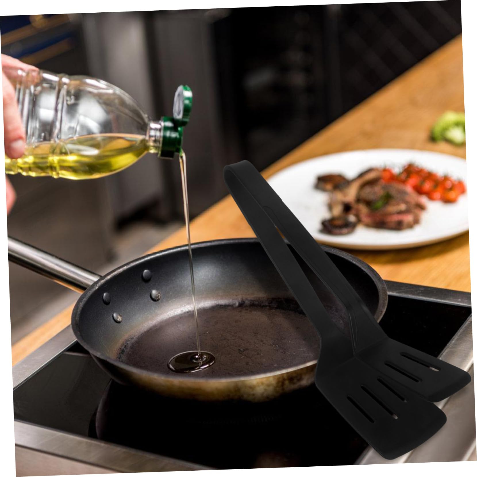 HANABASS 3stücke Küchenzange Und Pfannenwender Hitzebeständig Antihaftbeschichtet Vielseitig Einsetzbar Für Grill Und Kochen Schwarz