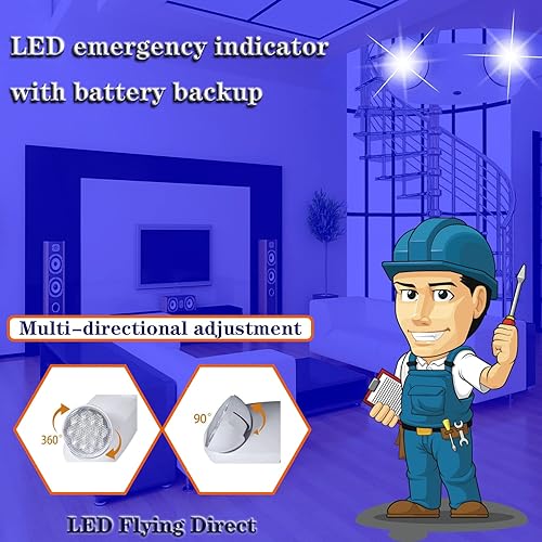 Miniatura 4 de Luz de emergencia LED con batería de respaldo, dos cabezales ajustables, luz de emergencia comercial estándar de EE. UU. 120-277V (UL 94V-0), luz de