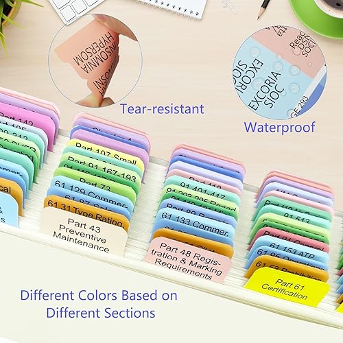 Vista 3 de Pestañas actualizadas FAR/AIM 2023 para piloto privado, 92 pestañas impresas + 8 pestañas de índice en blanco, codificadas por colores y resistentes