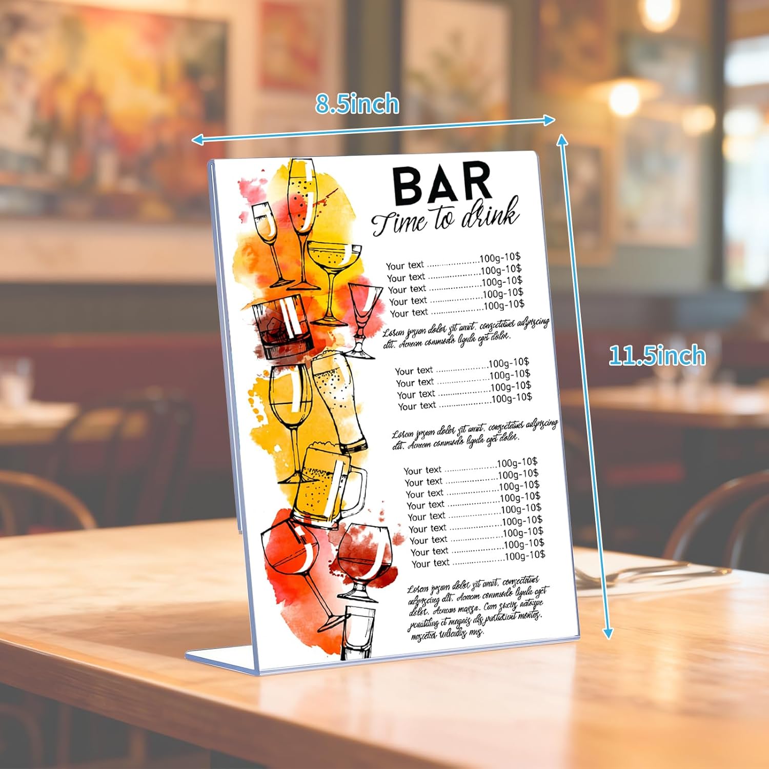 8.5x11 Clear Acrylic Sign Holders (12 Pack), Vertical L-Shaped Tabletop Stands for Menus, Office Documents & Restaurant Signs