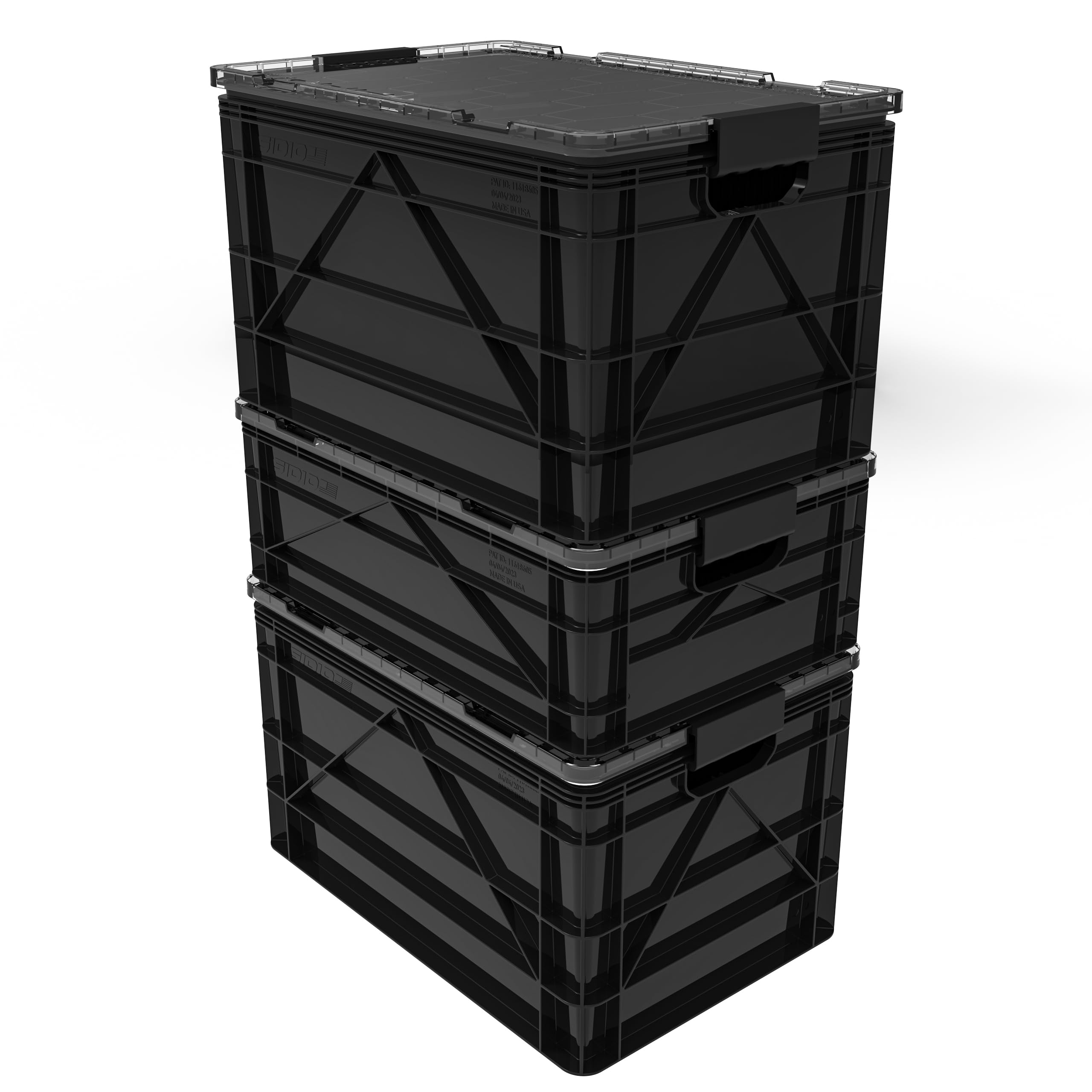 Home Depot Plastic Totes With Folding Lids Stackable Bins Husky