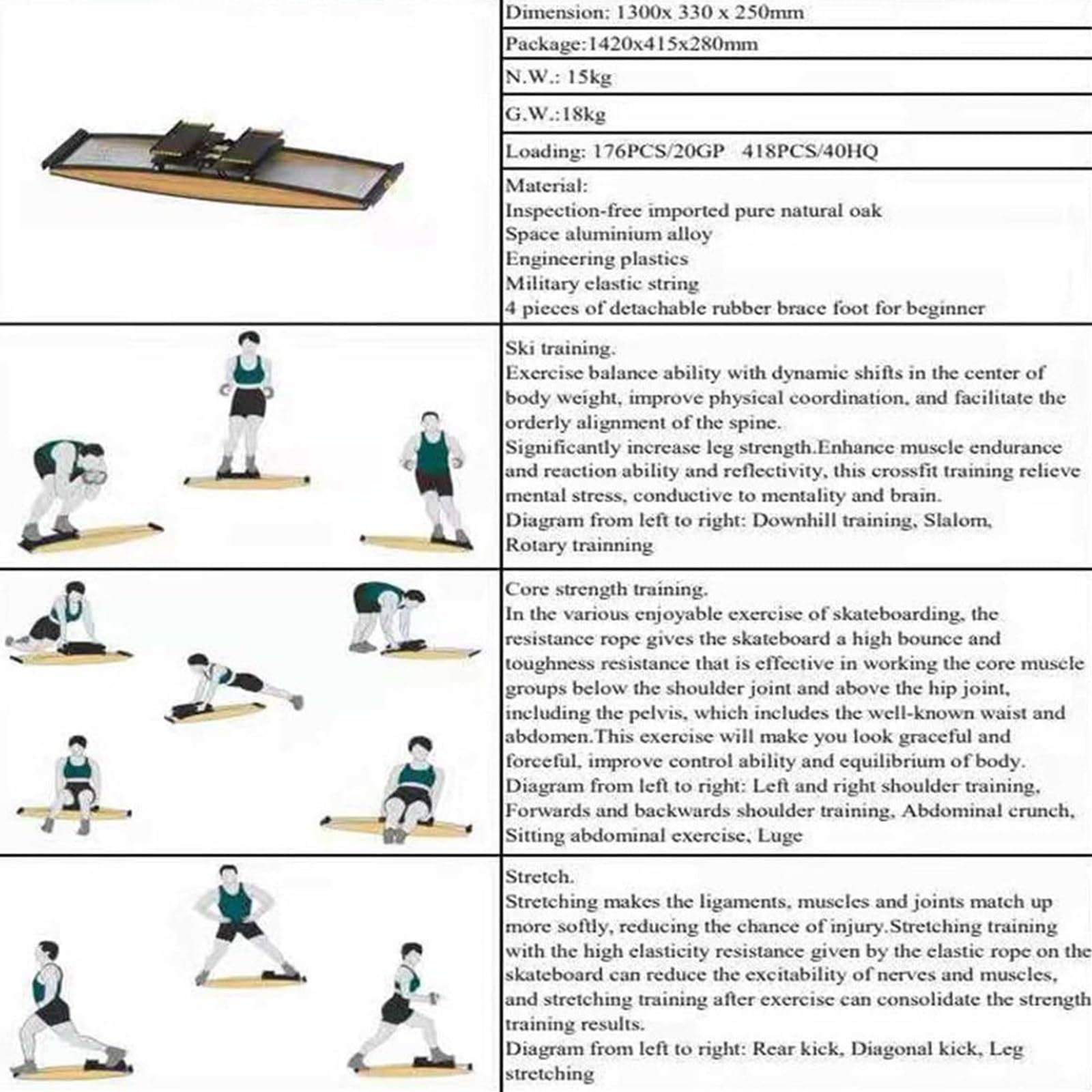 Máquina de Ejercicios esquí, Equipo Profesional Fitness for Interiores, Capacidad Carga 150 kg, Resistencia Ajustable 0 a 100 , for Entrenamiento Equilibrio
