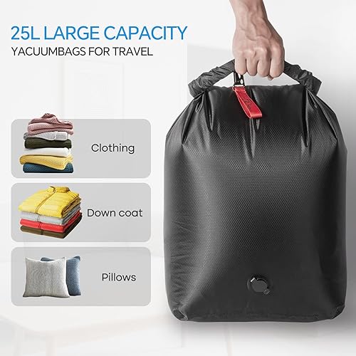 Miniatura 3 de Bolsas de almacenamiento de compresión al vacío de viaje, 2 bolsas secas de 25 litros para maleta, sello de embalaje de equipaje, equipaje de mano