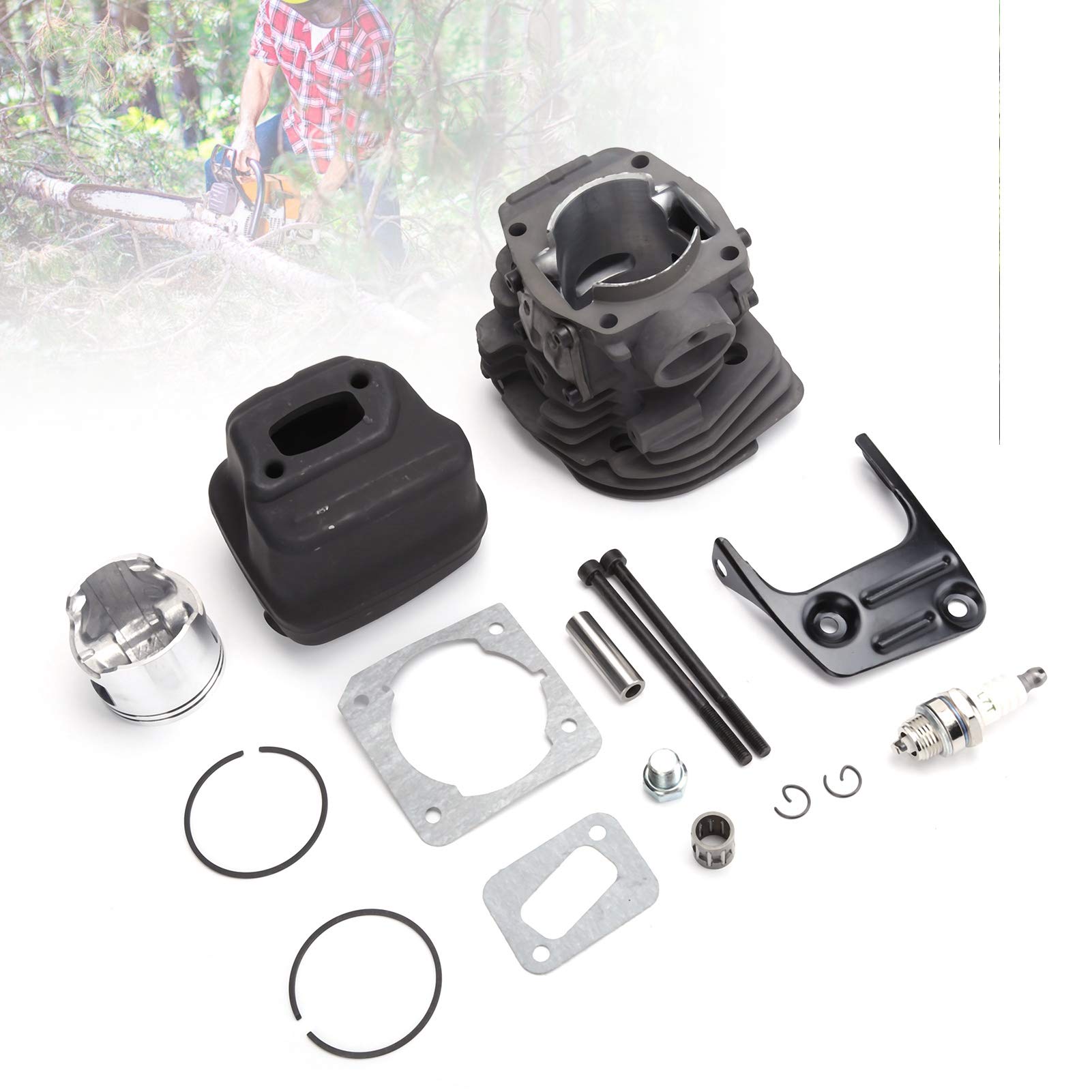 Kit Silenziatore Cilindro Pistone Accessori Professionali per Attrezzi da Giardinaggio per CS2150 CS2152, Lega di Alluminio e Ferro di Alta qualità, Adatto per gli Appassionati di Giardino