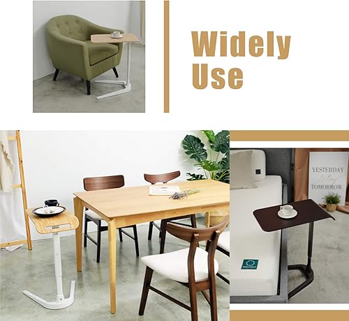 Miniatura 4 de Cozy Space Mesas giratorias para TV y fácil almacenamiento, ajustables, plegables portátiles con madera y metal, color blanco