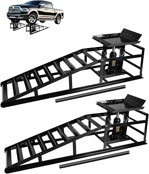 Heavy-Duty Hydraulic Car Ramps 5T Capacity - Adjustable 9.3-14 Inch Height for Cars, SUVs, and Light Trucks