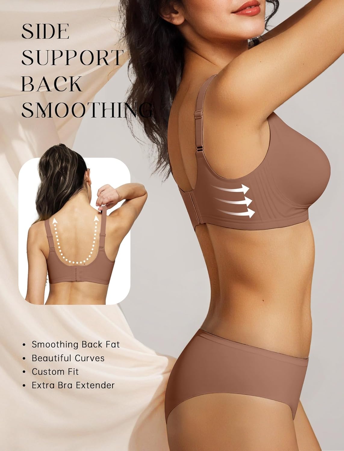 Wireless Seamless Bras for Women No Underwire Push Up Scalloped V Neck Full Coverage Support Bralettes Everyday Bras - Image 4