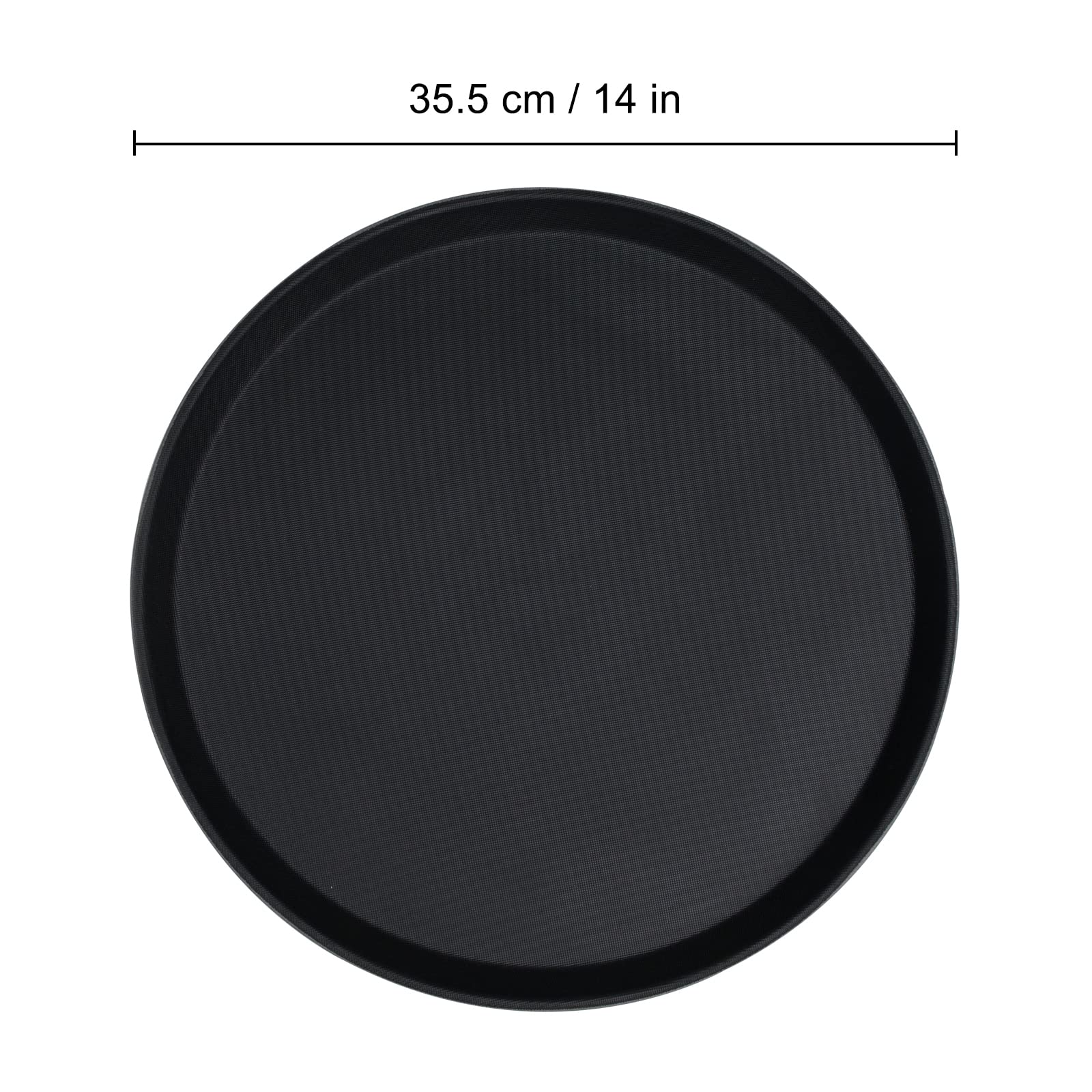 Paquete de 6 bandejas de comida rápida de 14 pulgadas, bandejas redondas antideslizantes para servir, fibra de vidrio, para mesa de café, cocina, fiesta, color negro