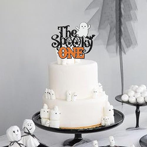 Vista 12 de Rsstarxi 1 paquete de decoración espeluznante para tartas, fantasma, murciélago, araña, decoración de Halloween y primer cumpleaños Diseño 4