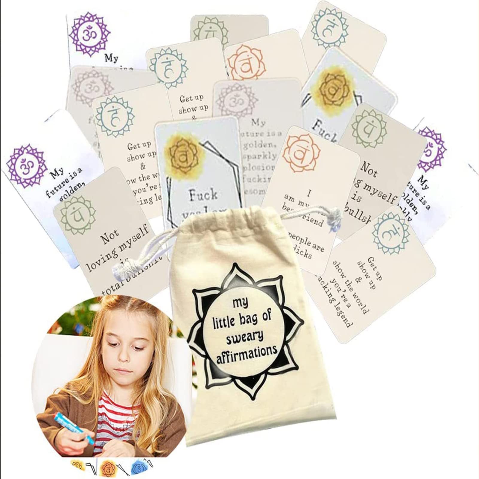 LORGL16 PCS Funny Affirmation Card Gift, Positive Affirmations Cards, Encouragement Card, Swear Affirmation Card, Inspiration Help You Get Through Difficult Times (32 PCS)