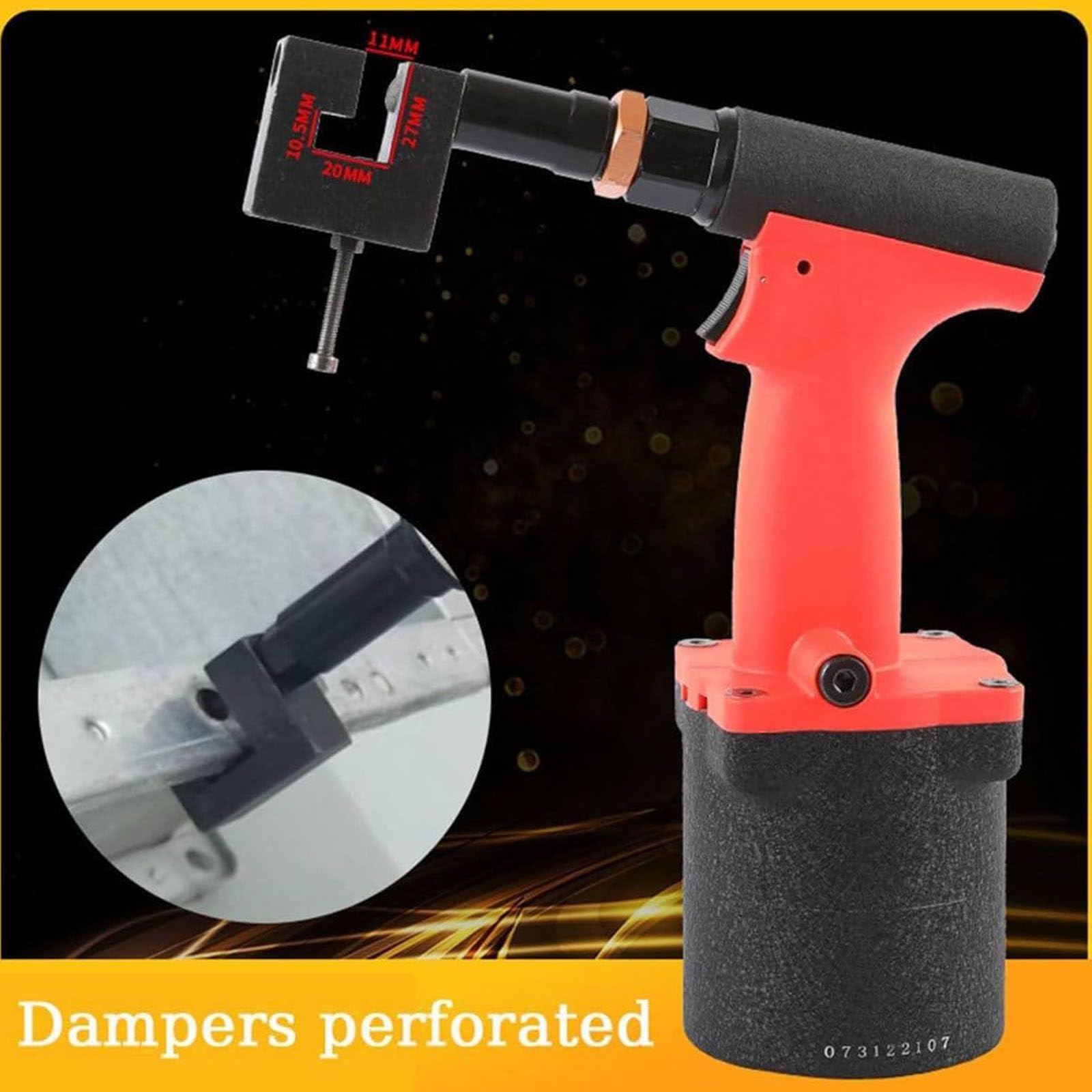 Pneumatischer Locher, Luft-Metall-Lochstanze, Werkzeug Industrielle Blechstanzpistole Heavy Duty Metallöffner für Türen & Fenster, Fabrik, Büro und Haus,11mm