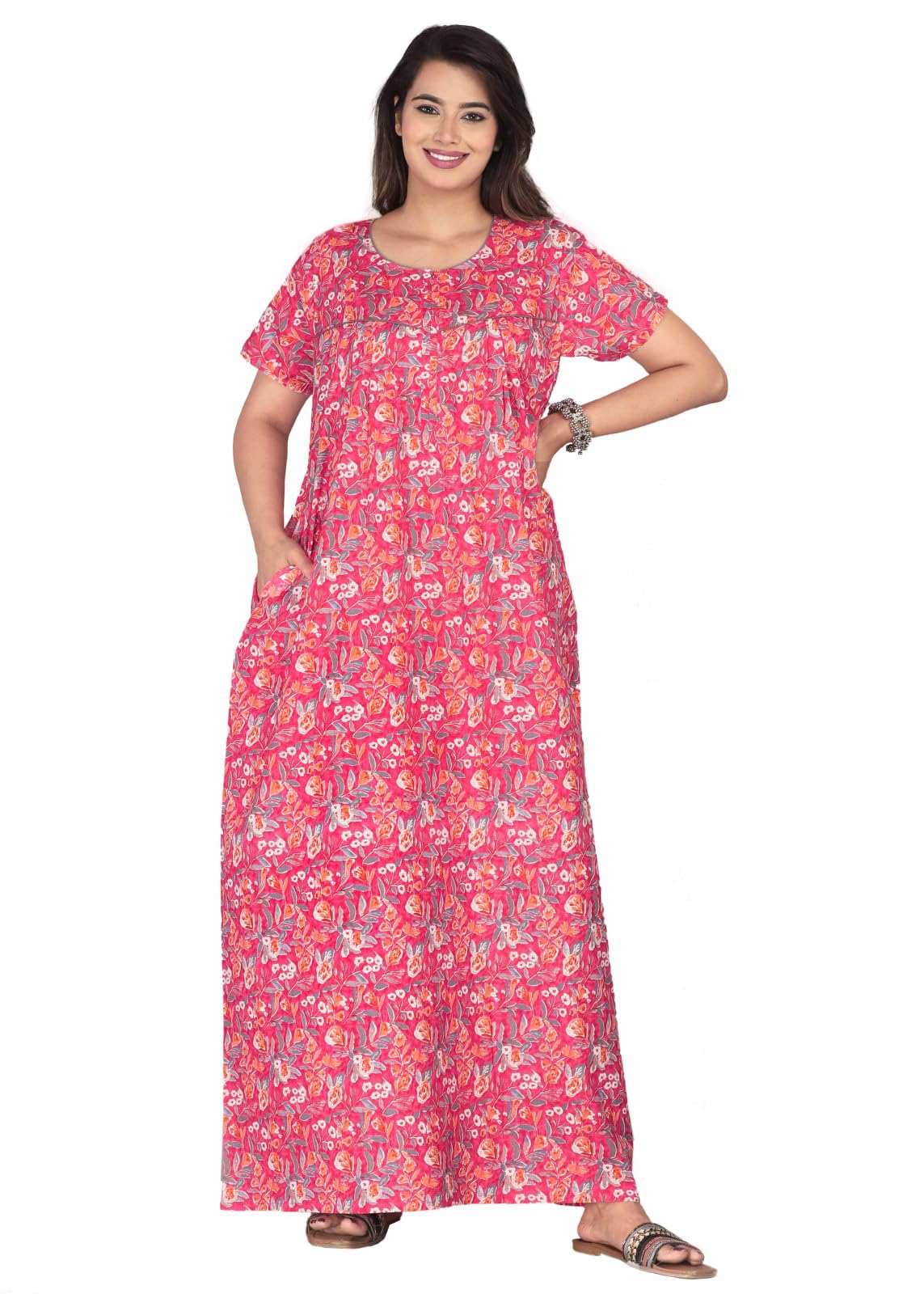 urali Women's Printed 100% Cotton Night Gown - S459A-picture-16
