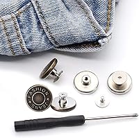 Vista 2 de GIYOMI 17mm Kit de reemplazo de botones para jeans sin costura con base metálica, 12 juegos de botones metálicos removibles sin clavos de 17 mm, kit