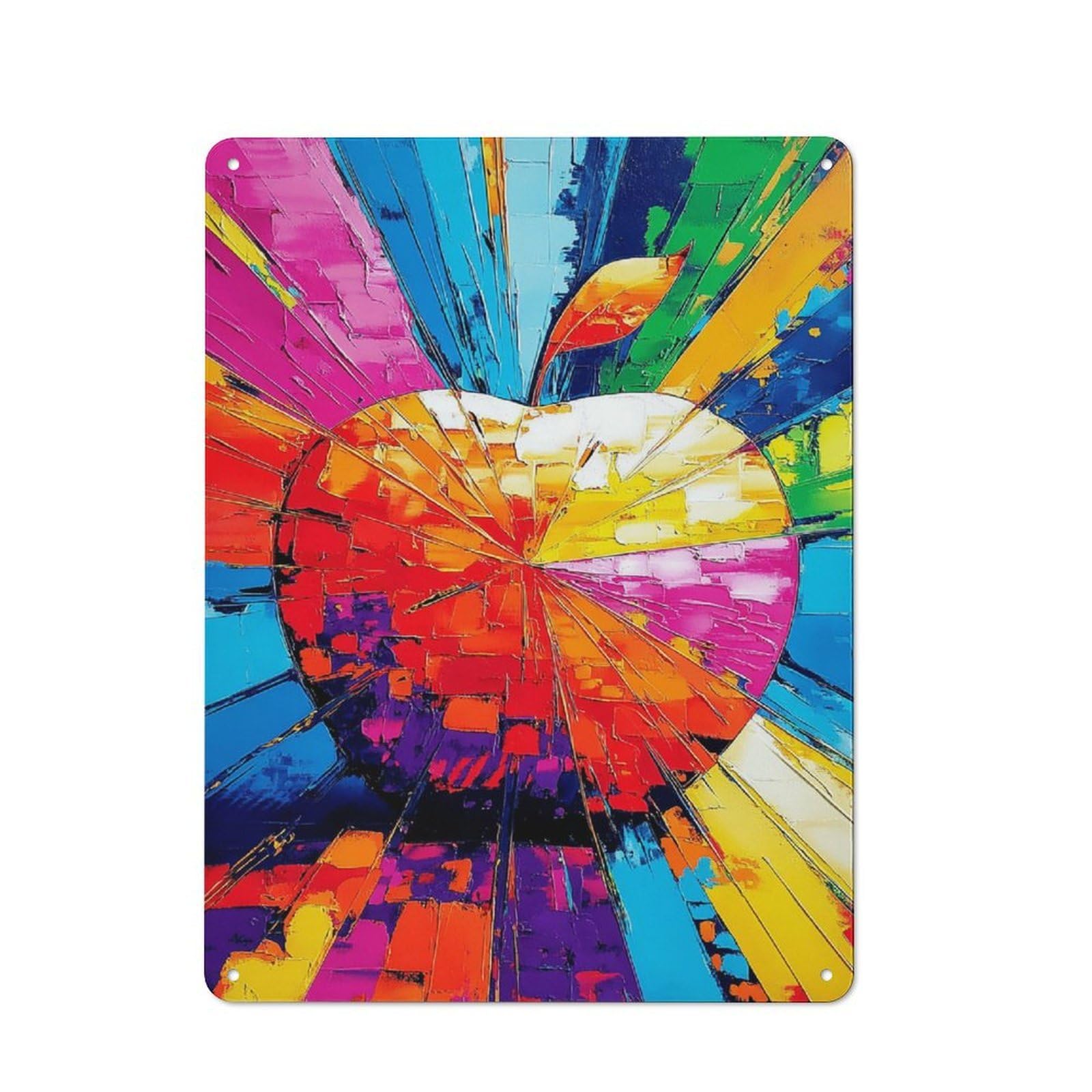 Junmoney Abstract Colorful Painting Artwork Retro Metal Sign With Design 40X30cm, Distressed Look Retro Room Decor For Living Room, Hallway, Kitchen Or Cafe