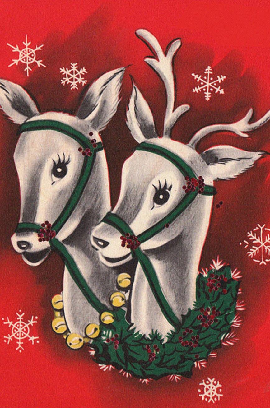 Christmas Reindeer Cute Vintage Kitsch Interiorating Retro Metal Tin Signs Christmas Props Decor 8x12 inch