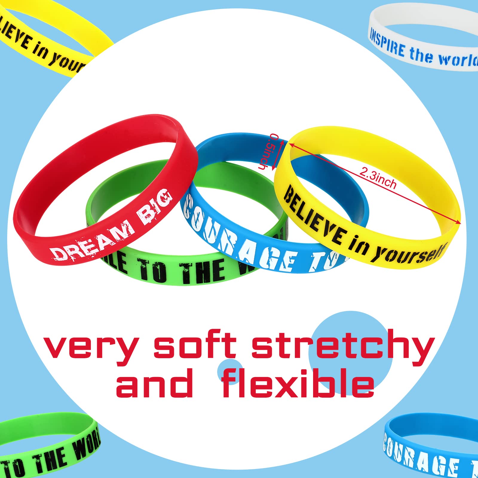 Otuuz 24 Bracelets de Motivation en Silicone Bracelets Colorés avec
