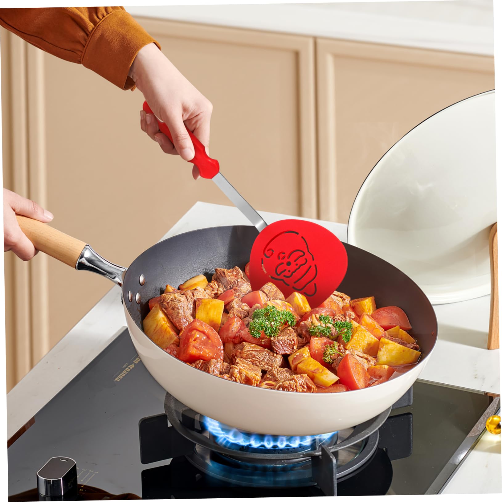 BESTonZON 6 Stk Backspatel Weihnachtsspatel Aus Silikon Weihnachtsplätzchenspatel Weihnachtsbacken Bratpfanne Aus Edelstahl Spachtel Aus Silikon Massenspatel Nylon Kochzubehör Weihnachten