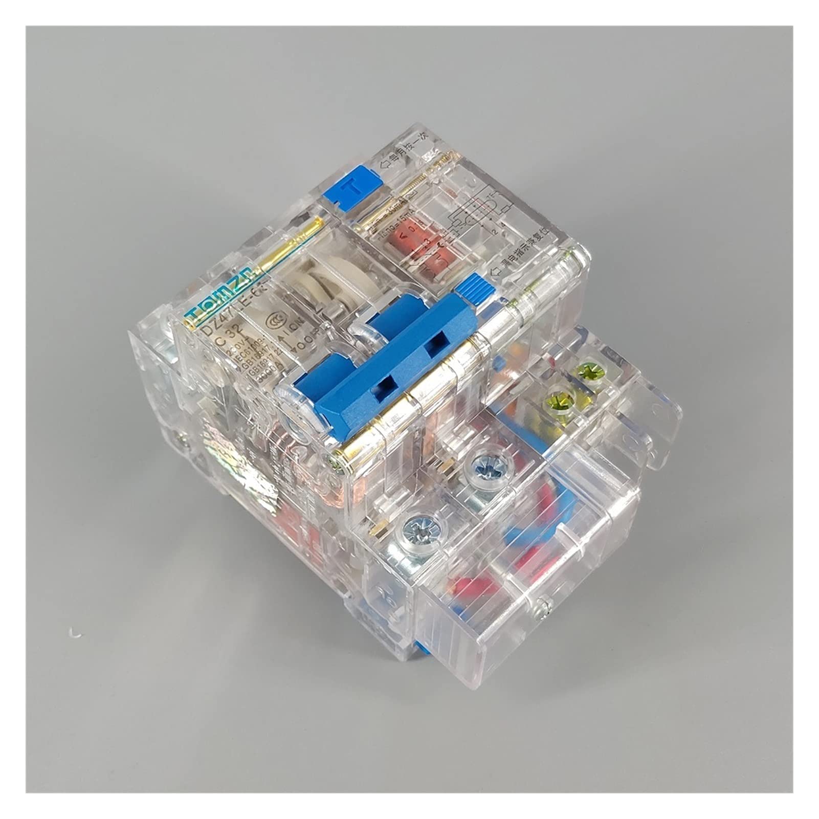 IEUMJNAT Circuit Breaker Transparent DZ47LE 2P 32A 230V~ 50HZ/60HZ Residual Current with Over and Leakage Protection RCBO