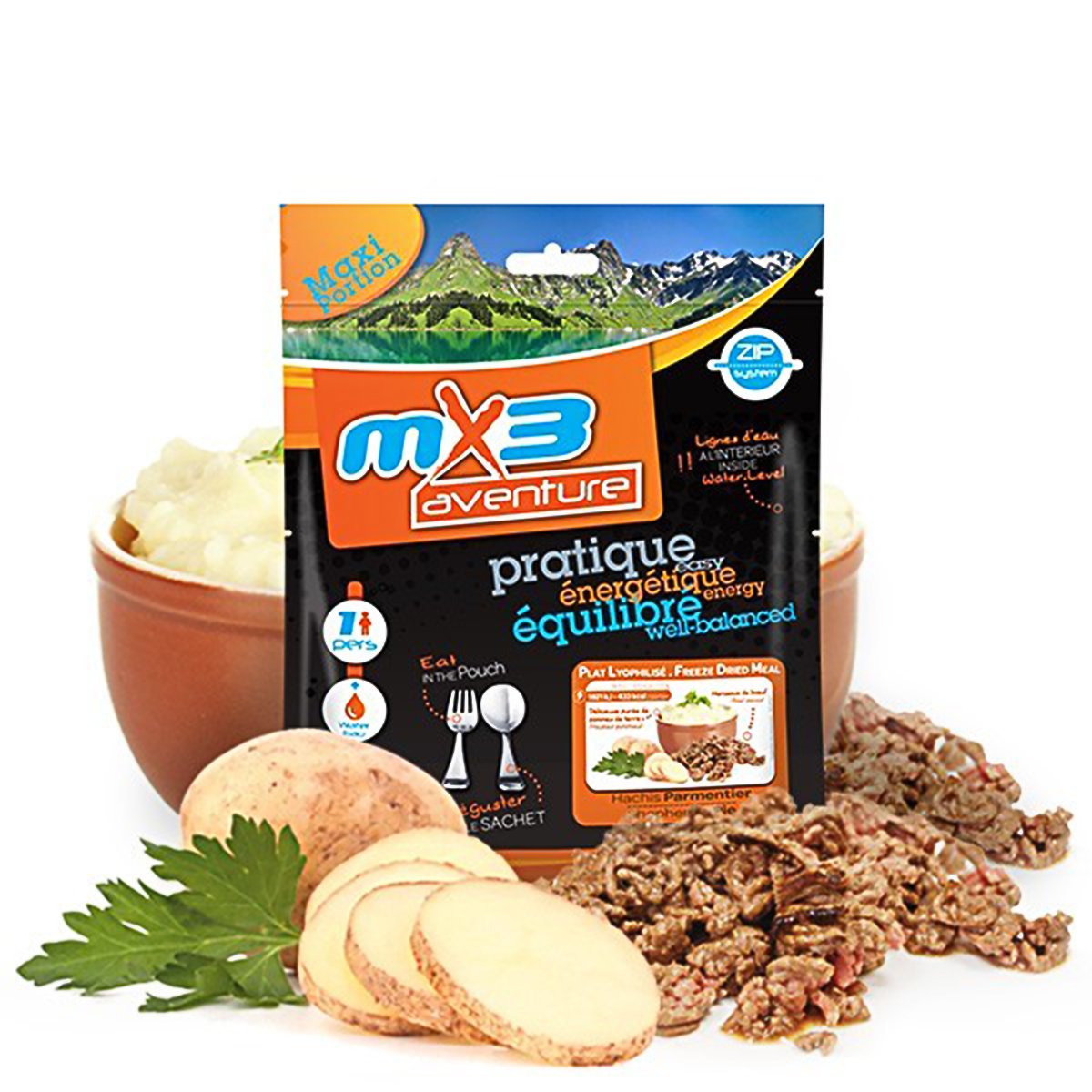 Repas Lyophilisé MX3 Adventure – Hachis Parmentier, 433 Kcal, Prêt En Quelques Minutes