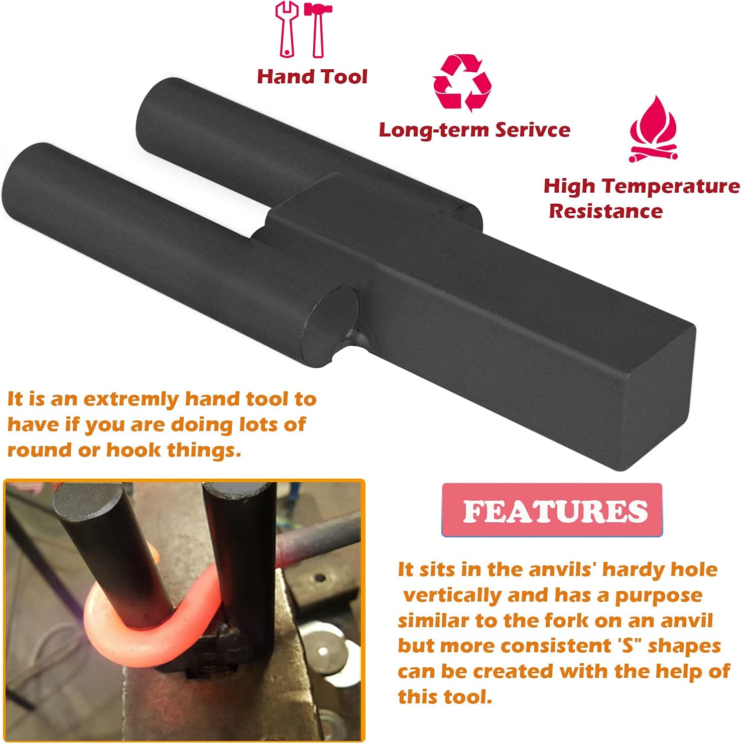 Blacksmith Hardy Anvil Tool 1" Hardy Turning Bending Forge Scrolling Twisting Tool Blacksmith Anvil Bending Fork