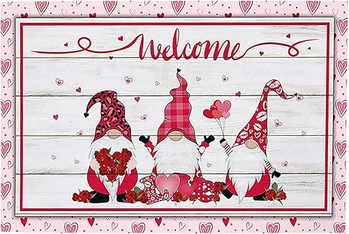 Miniatura 1 de Tapete de entrada para el día de San Valentín, de goma, antideslizante, lavable, decorativo, para interiores y exteriores, para decoración del
