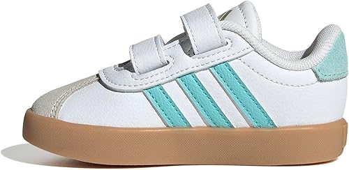 Adidas Unisex-Child VL Court 3.0 Hook & Loop, White/Flash Aqua/Alumina, 8 Toddler