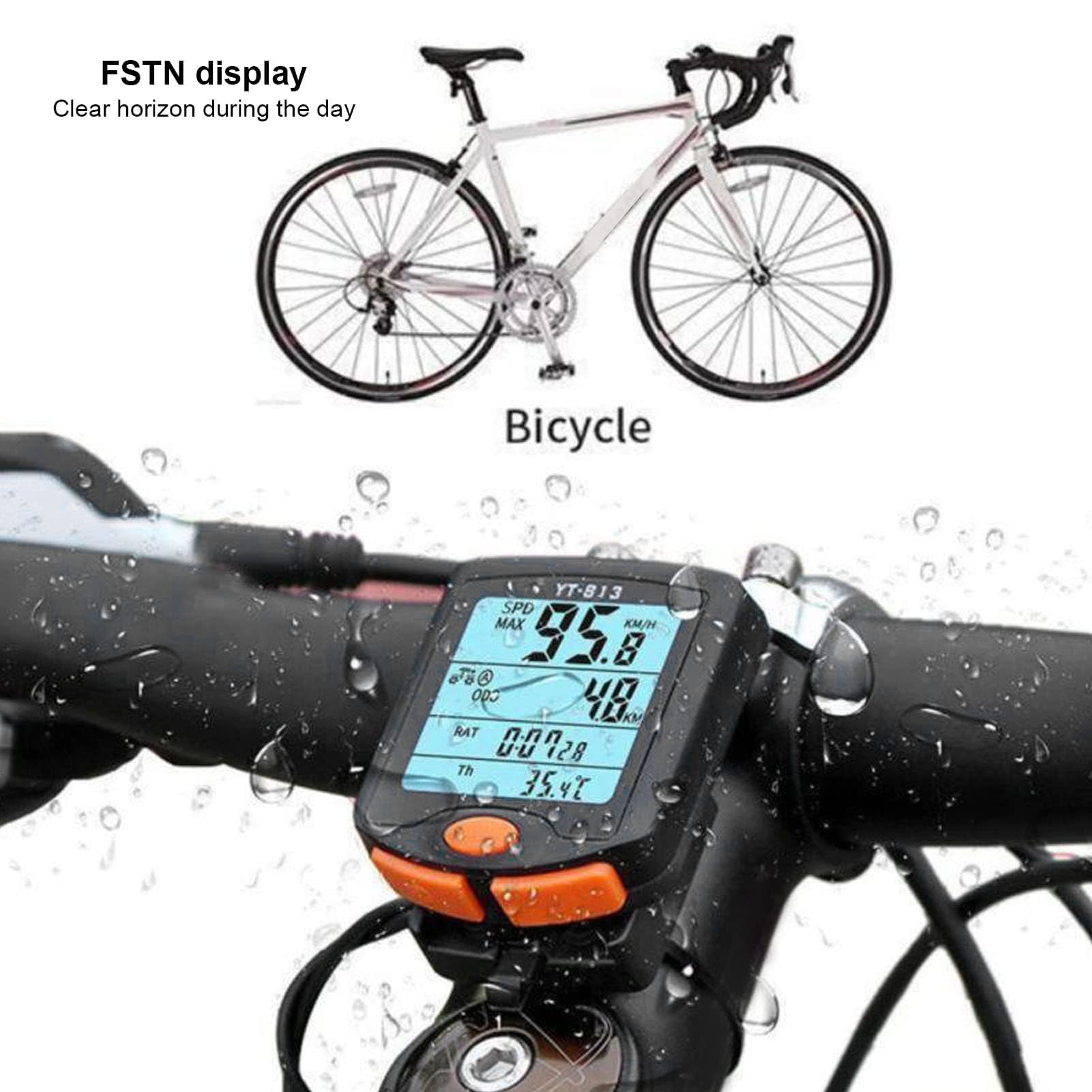 Ejoyous Computer da Bicicletta Digitale, Tachimetro per Bicicletta Wireless Impermeabile con Display Retroilluminato a LED, Tachimetro Automatico per Bicicletta con Supporto, Sveglia