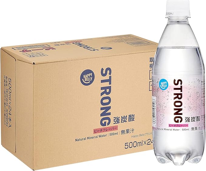 Happy Belly 強炭酸水 ピーチ 500ml×24本が968円(40.3円/本)