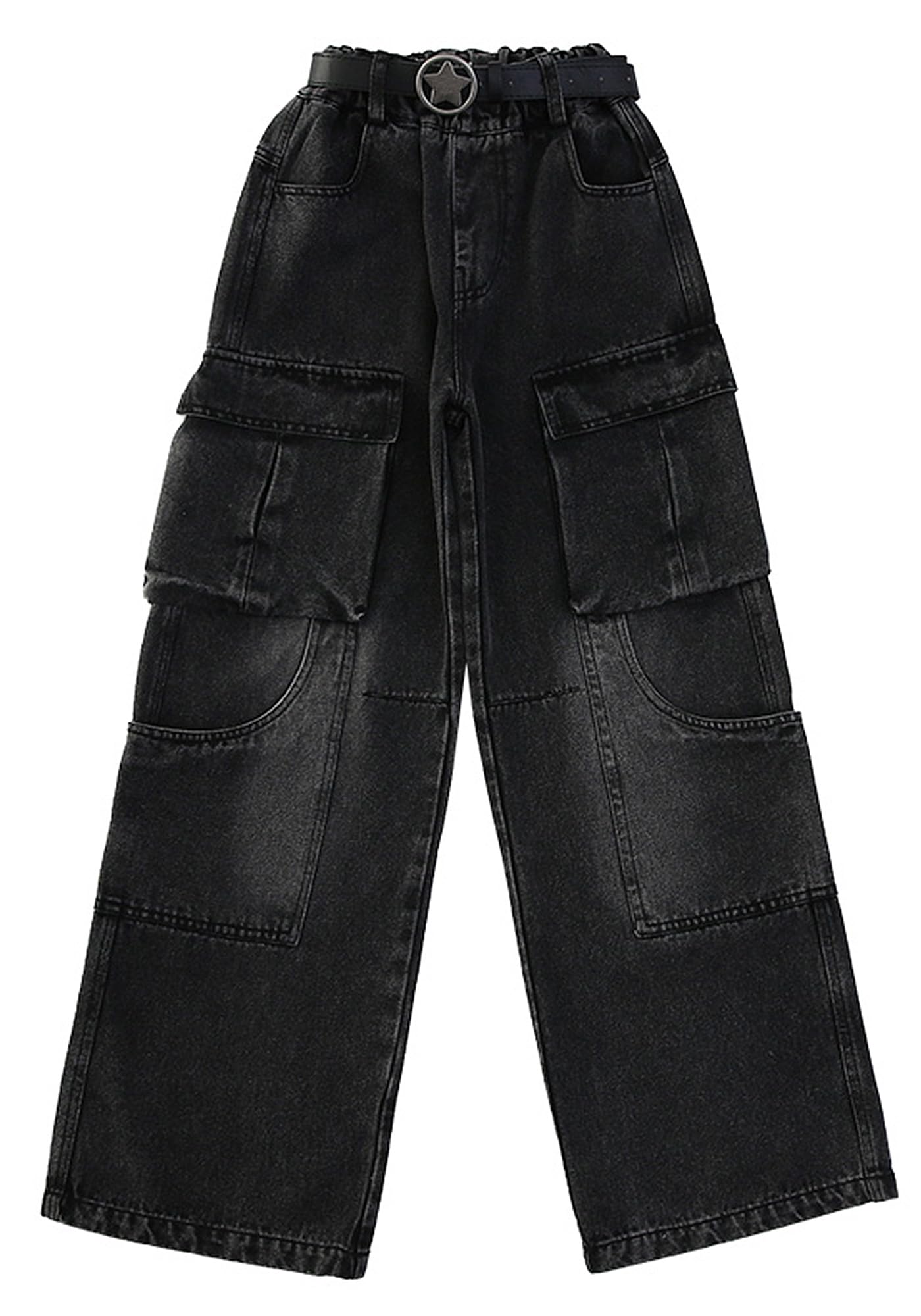 SEAUR Jeans Cargo Fille 5-16 Ans Mode Décontractés Y2K Pantalon en Demin Enfant Fille Jambe Large Jeans Ample Ados Fille