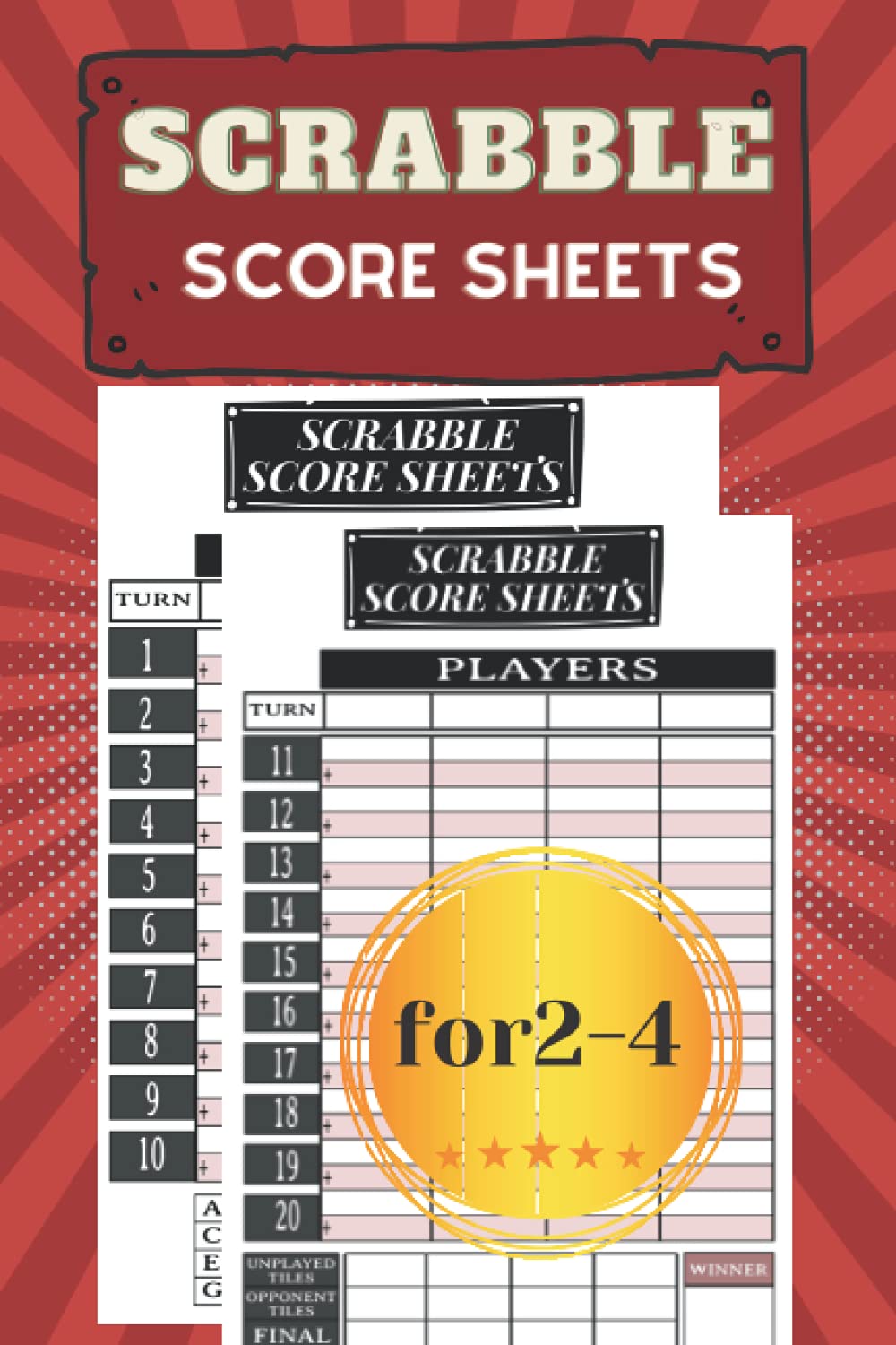 Scrabble Score Sheet Scrabble Game Score sheets for 24 players