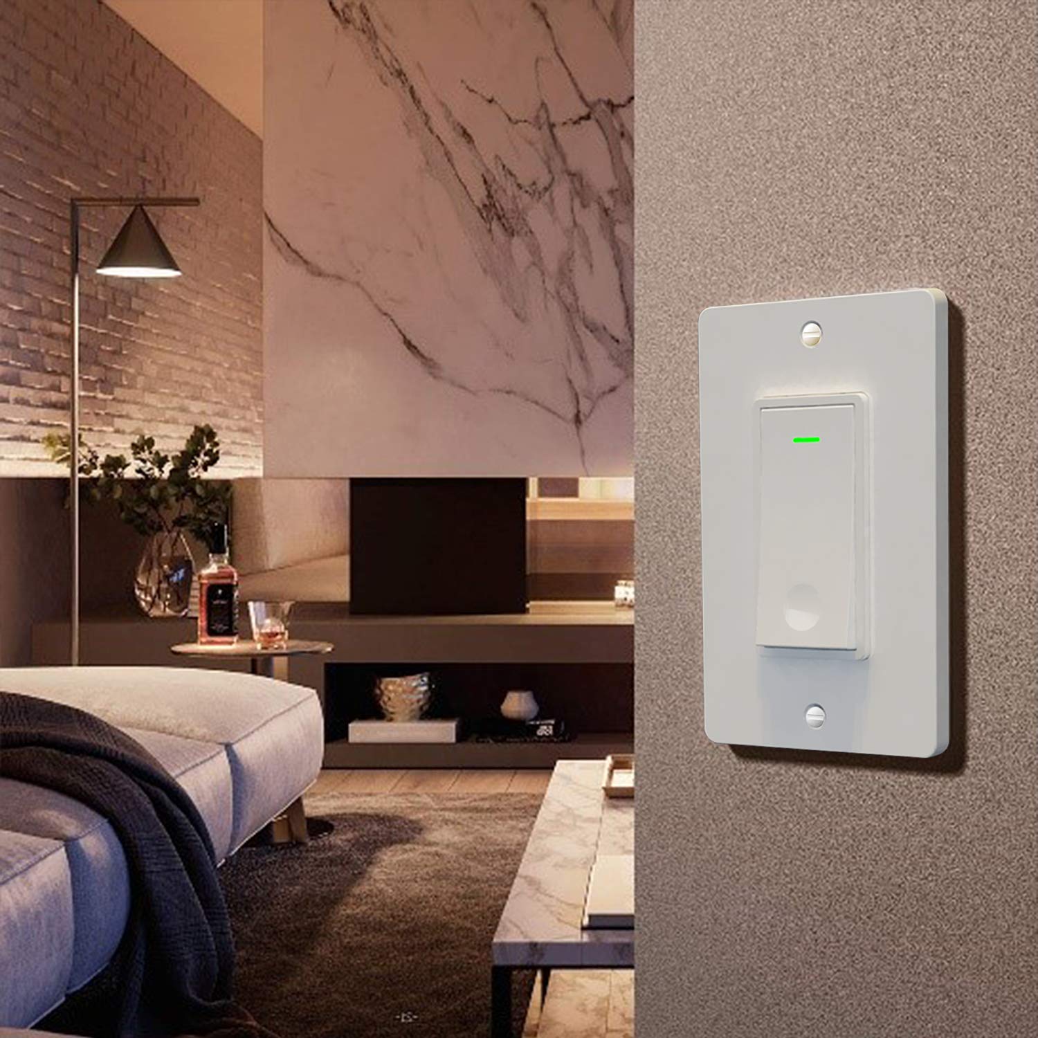 Flash Deals - 50% OFF Single Pole Smart Light Switch - Aoycocr in Wall Wi-Fi Light Switch That Work with Alexa Google Home, No Hub Required, Neutral Wire Needed, FCC Listed, 2Pack White