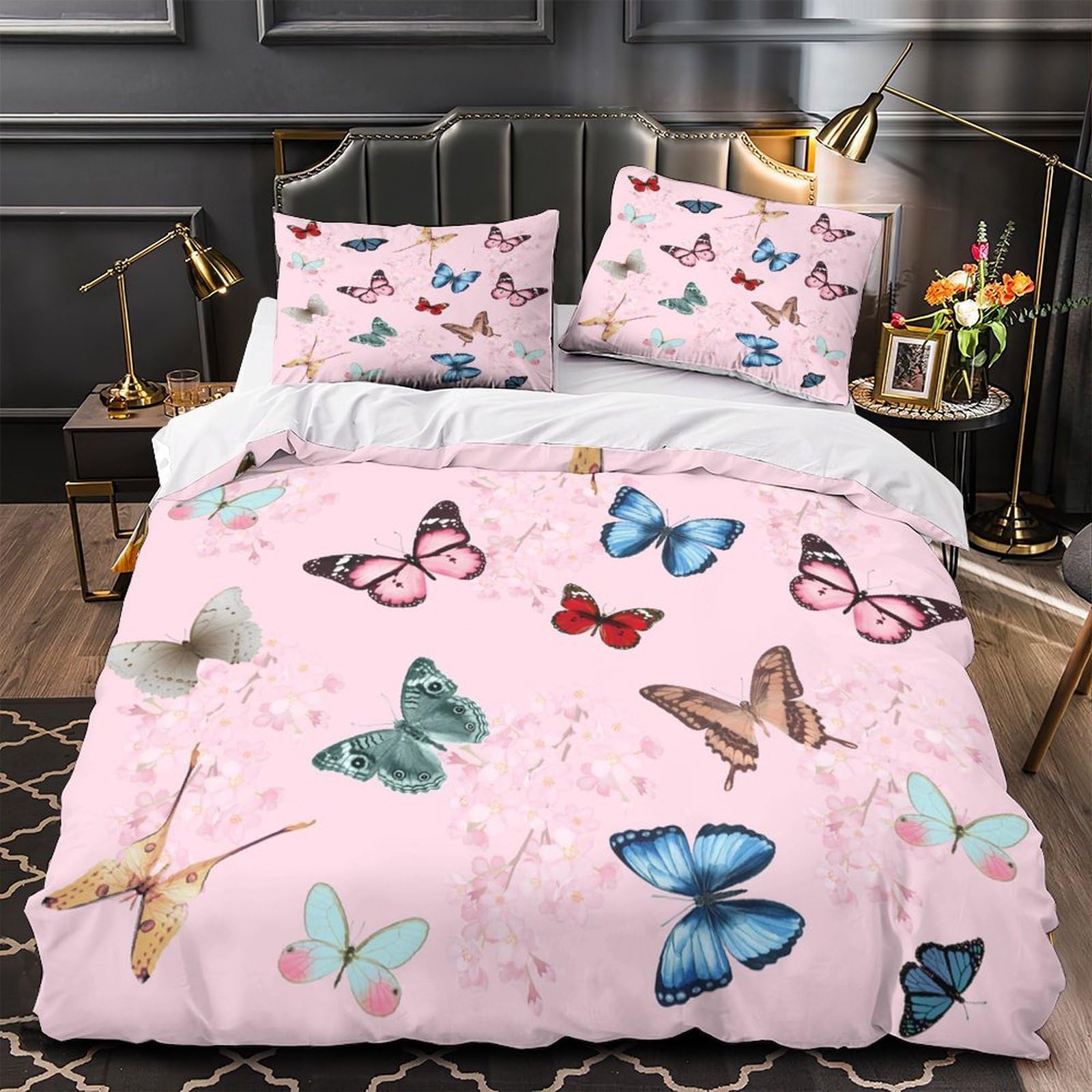 Housse de couette papillon parure de lit garçon 140x200 fermeture éclair pas cher