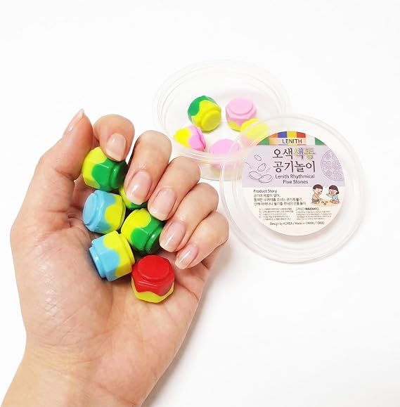 LENITH Gonggi Konggi Korean Jacks Stone Game Play Nori Gonggi Korean Traditional Game [Package and Color May Varable] (10 pcs)