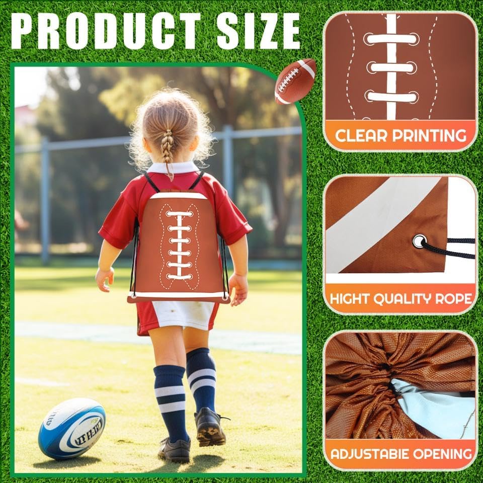 18 Pieces Football Drawstring Bags, Football Drawstring Backpacks Party Favors Cinchs Goodie Bags for Gym Party Favors Bags - Image 3