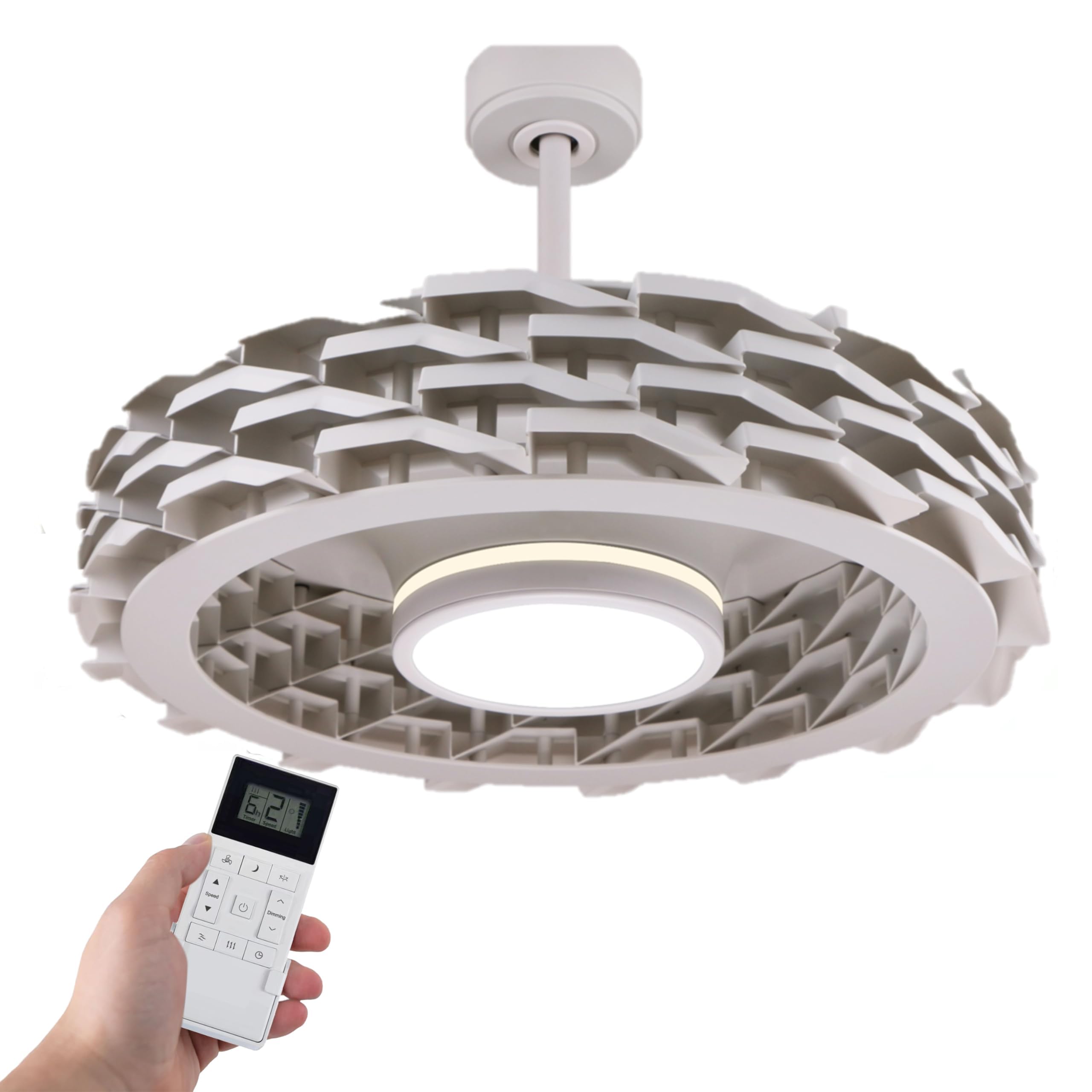 Bladeless Ceiling Fan with Lights Remote LUMIO 28 Low-Profile Downrod or Flush Mount Ceiling Fan with Lights for